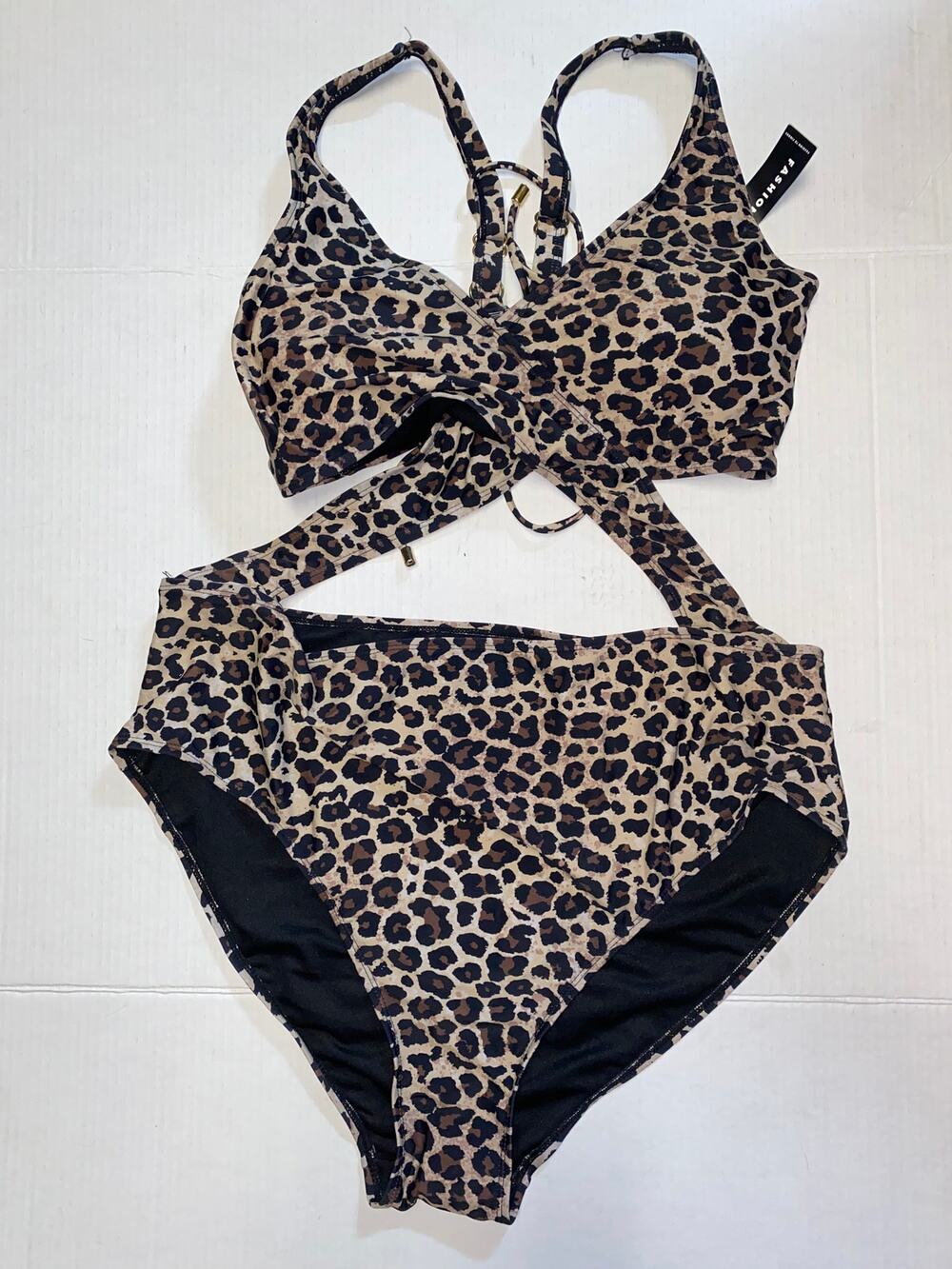 NWT Fashion 2 Figure F2F Animal Leopard Cut-Out One-Piece Swim Women's Size 2 2X